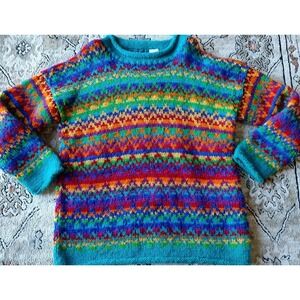 Ginger Blossom Sweater Pullover Wool Multi Coloured Large? Hippie Y2K Hip Hop